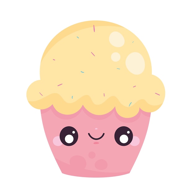 Free vector sweet cupcake kawaii
