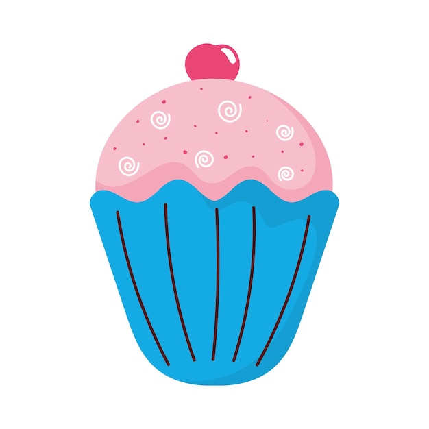 Бесплатное векторное изображение Сладкий кекс с ягодами