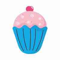 Vettore gratuito cupcake dolce con frutti di bosco