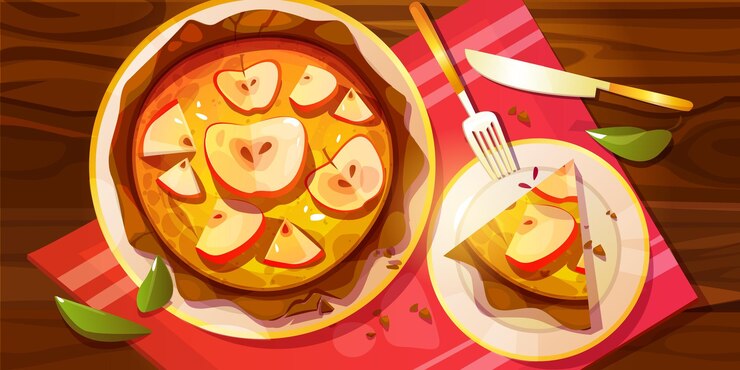 Free Vector sweet dessert setup with whole round apple pie