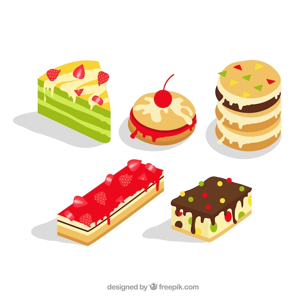 Sweet desserts collection in flat style