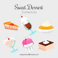 Vettore gratuito collezione dolci dessert in stile piatto