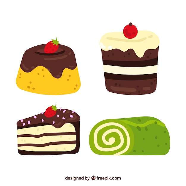 Free vector sweet desserts collection in hand drawn style