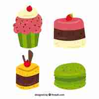 Free vector sweet desserts collection in hand drawn style