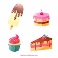 Бесплатное векторное изображение Коллекция сладких десертов с шоколадом