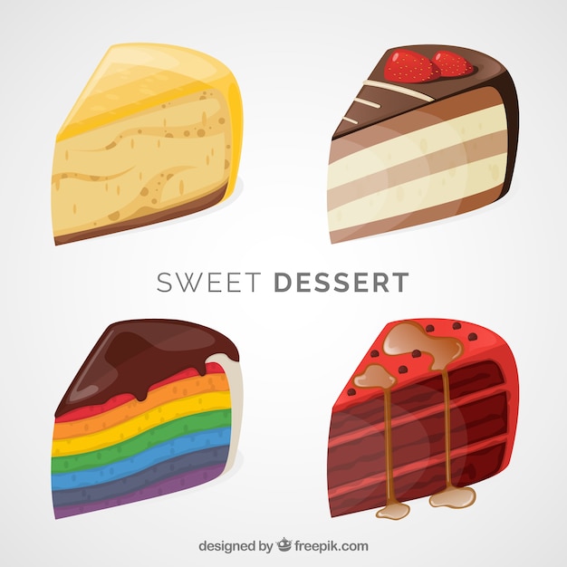 Free vector sweet desserts collection with chocolate