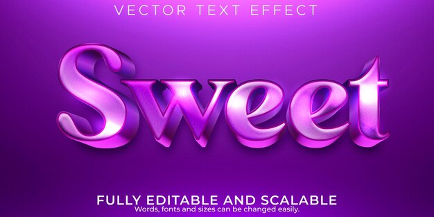 甘い編集可能なテキスト効果、紫と柔らかいテキストスタイル