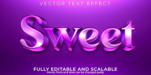 Сладкий редактируемый текстовый эффект, фиолетовый и мягкий стиль текста