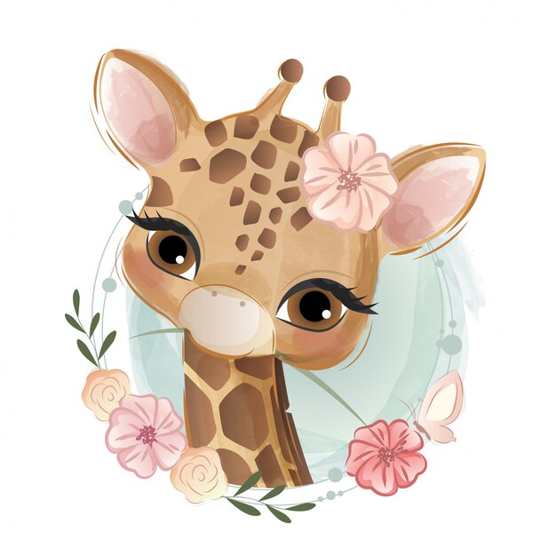 Premium Vector Sweet Flowery Giraffe