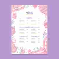 Free vector sweet food menu template