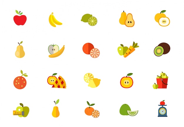 Sweet fruits icon set