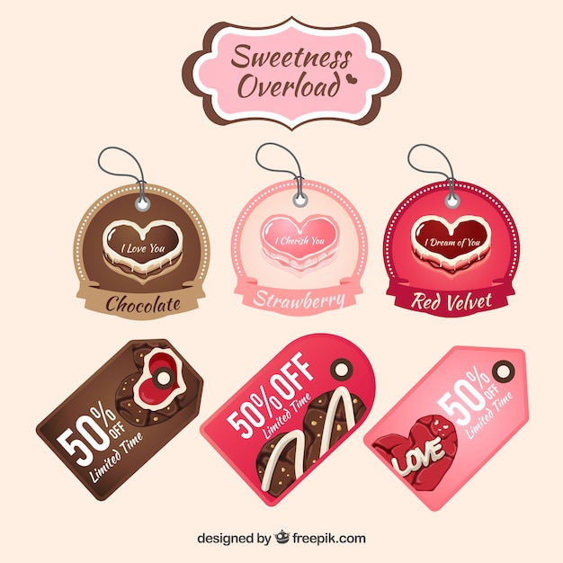 Free vector sweet heart tag collection