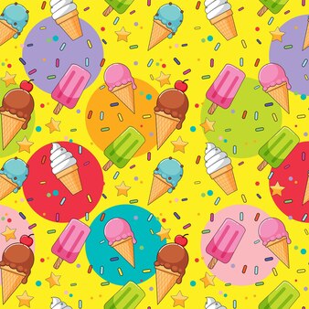Sweet ice cream seamless pattern