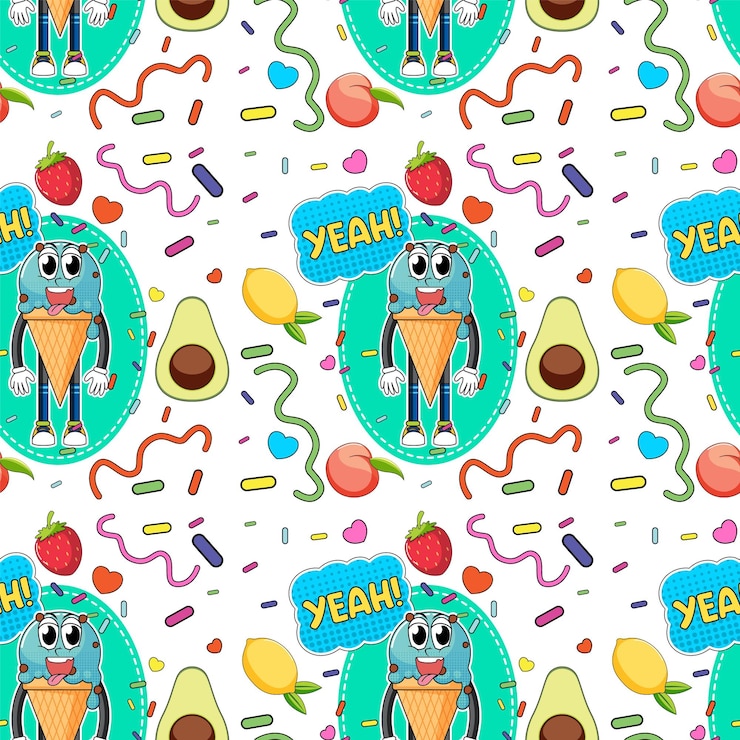 Free Vector sweet ice cream seamless pattern