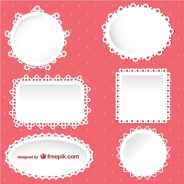 Free vector sweet lace frames set