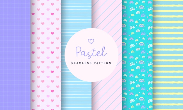 Sweet pastel seamless pattern collection.