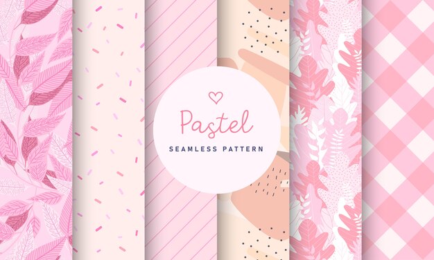 Free Vector sweet pastel seamless pattern collection.