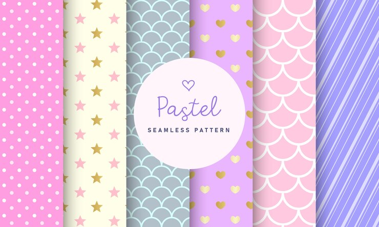 Free Vector sweet pastel seamless pattern collection.