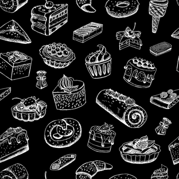 Sweet pastries on chalkboard