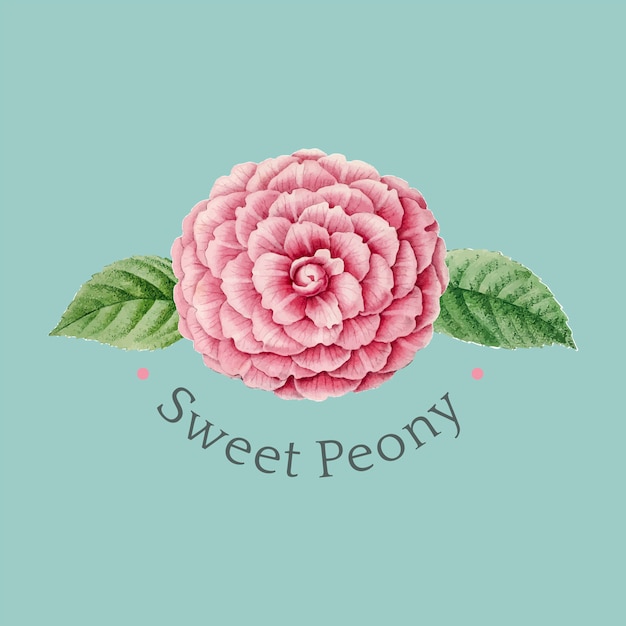 Vettore gratuito vettore di progettazione di logo di peonia dolce