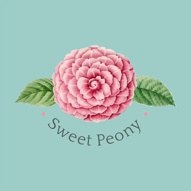 甘い牡丹のロゴデザインベクトル