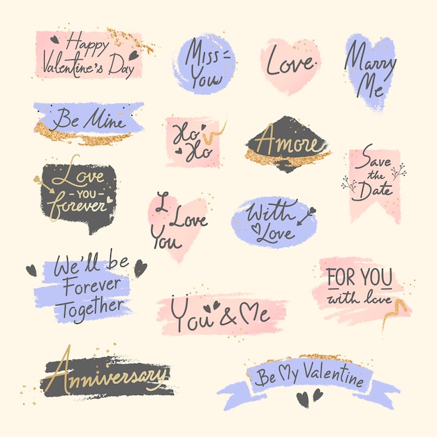 Sweet romantic valentine message set