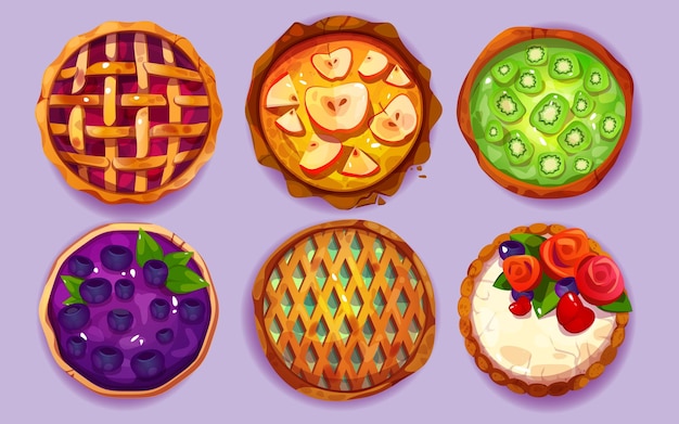 Free vector sweet round whole homemade pie top view
