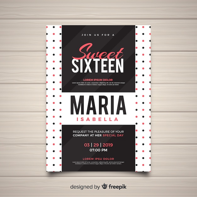 Free vector sweet sixteen birthday invitation