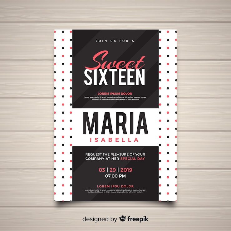 Free Vector sweet sixteen birthday invitation