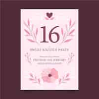 Free vector sweet sixteen birthday invitation