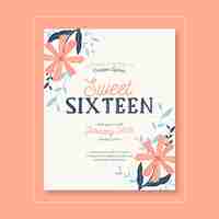 Free vector sweet sixteen birthday invitation