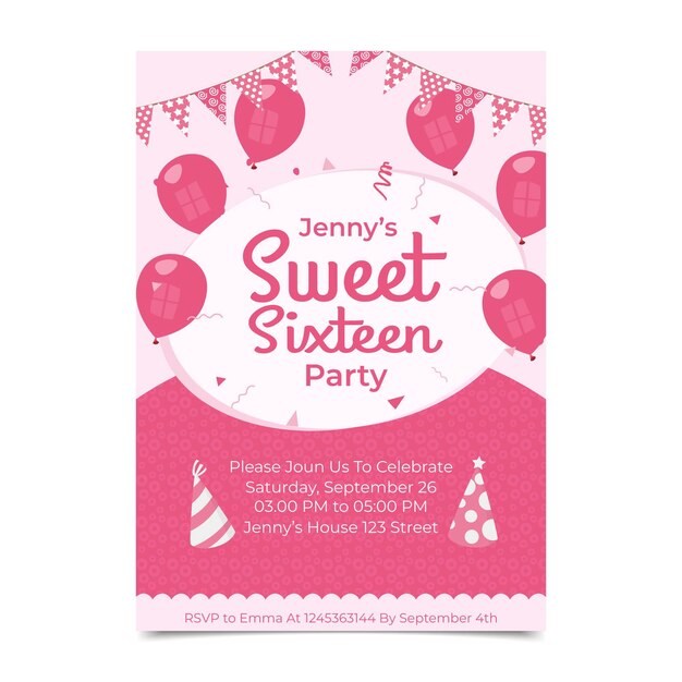 Sweet sixteen birthday invitation