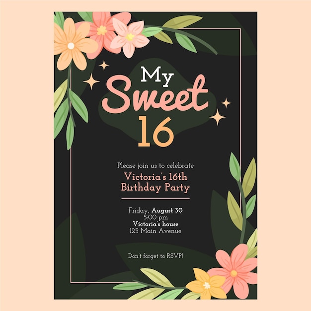 Sweet sixteen birthday invitation