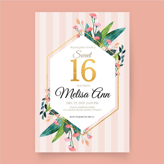 Sweet sixteen birthday invitation