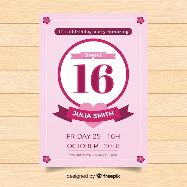 Free vector sweet sixteen party invitation card