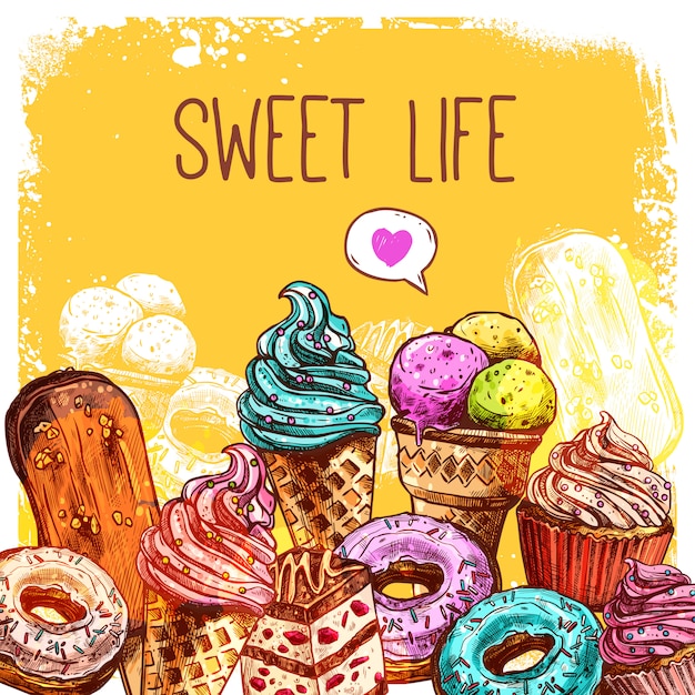 Free vector sweet sketch illustration