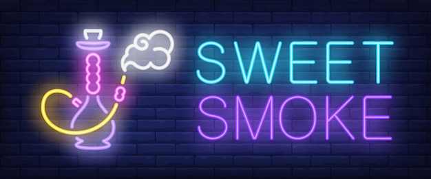 Free vector sweet smoke neon sign