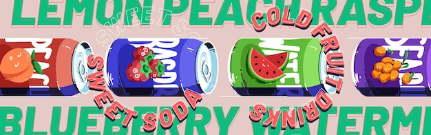 Free vector sweet soda cold fruit drinks banner