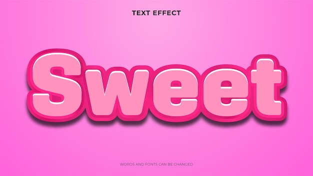Бесплатное векторное изображение Сладкий текстовый эффект, редактируемый текстовый эффект в 3d-стиле