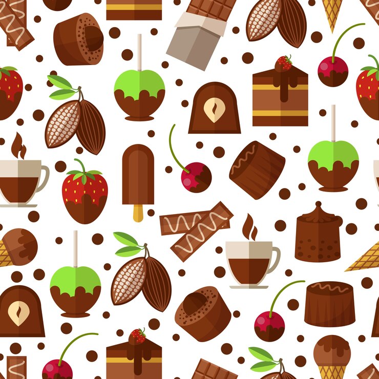 Free Vector sweets and candies, chocolate and ice cream seamless pattern