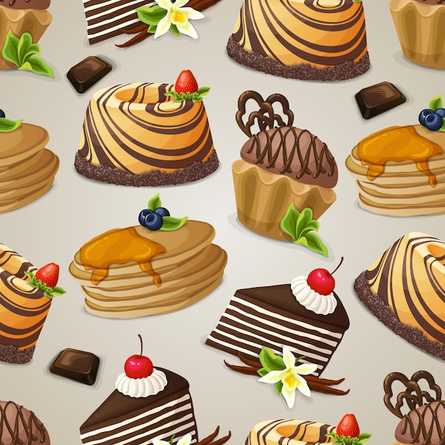 Sweets dessert seamless pattern