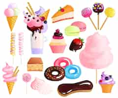 Free vector sweets desserts element set