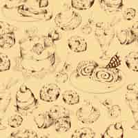 Free vector sweets sketch seamless pattern