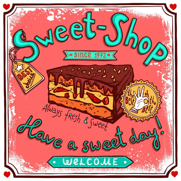 Sweetshop старинный сладостный плакат