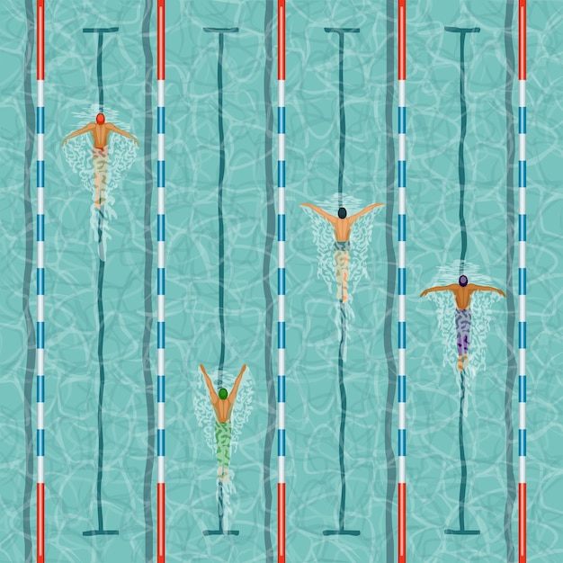Nuotatori nell'illustrazione della piscina