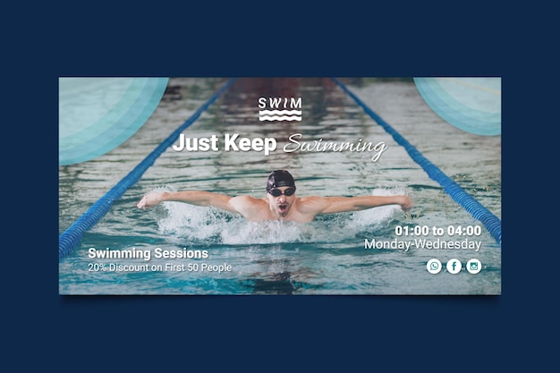 Vettore gratuito modello di banner di nuoto