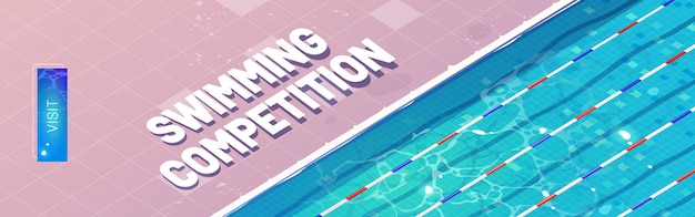 Swimming competition cartoon banner