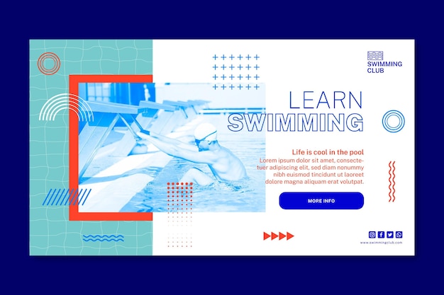 Free vector swimming horizontal banner template