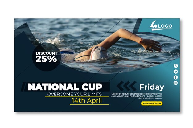 Swimming horizontal banner template