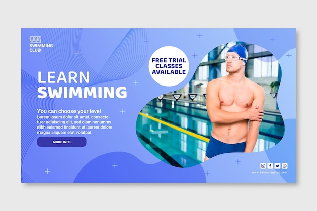 Swimming horizontal banner template